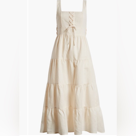 PAIGE Dresses & Skirts - Paige Ophelia linen and cotton Cream Sleeveless Midi Dress NWT